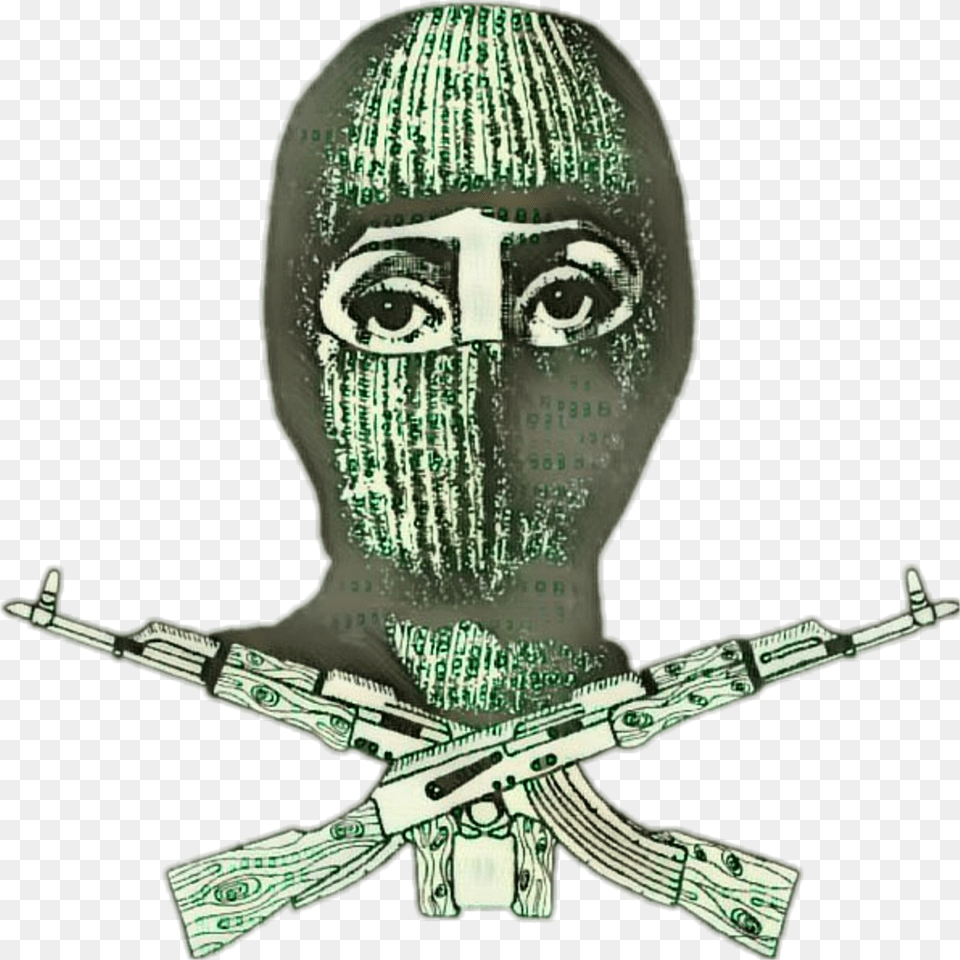 Masked Maskon Robbery Gun Ak47 Thuglife Lookinlikeabago Tattoo, Firearm, Weapon, Person, Rifle Png Image