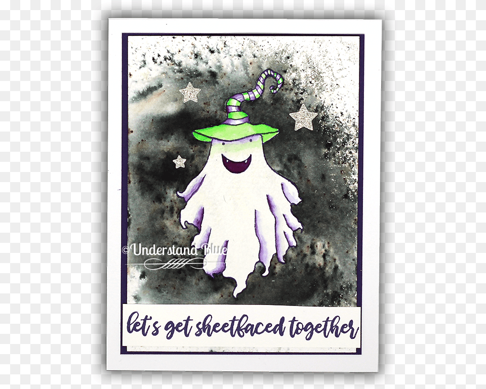 Masking Fluid Watercolor Ghost Card By Understand Blue Picture Frame, Envelope, Greeting Card, Mail, People Free Transparent Png