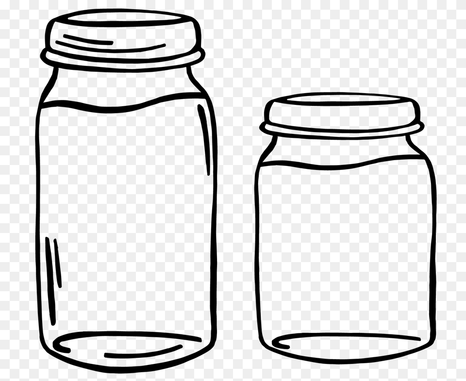 Mason Jar Jar Container Glass Jam, Gray Free Png Download