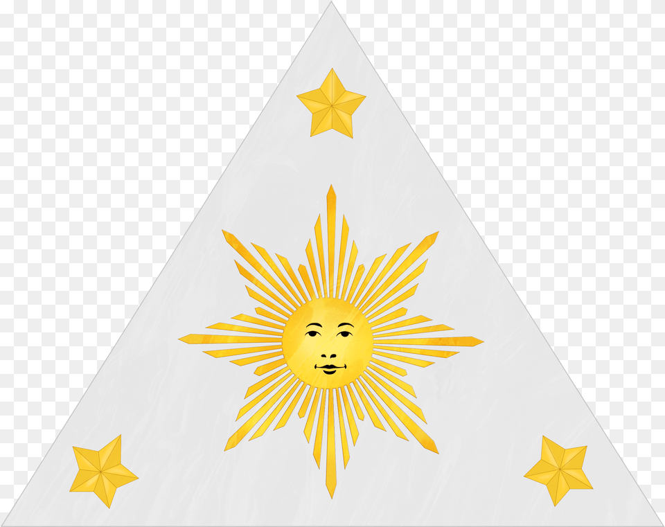 Masonic Sun Face With Black Outlines Revised Seal Of The First Philippine Republic, Triangle, Clothing, Hat, Head Free Png Download