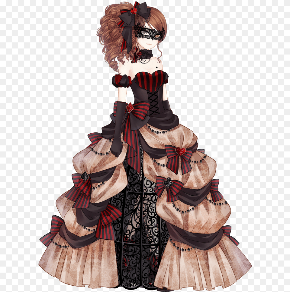 Masquerade Anime Girl With Mask And Dress, Clothing, Gown, Formal Wear, Fashion Free Png