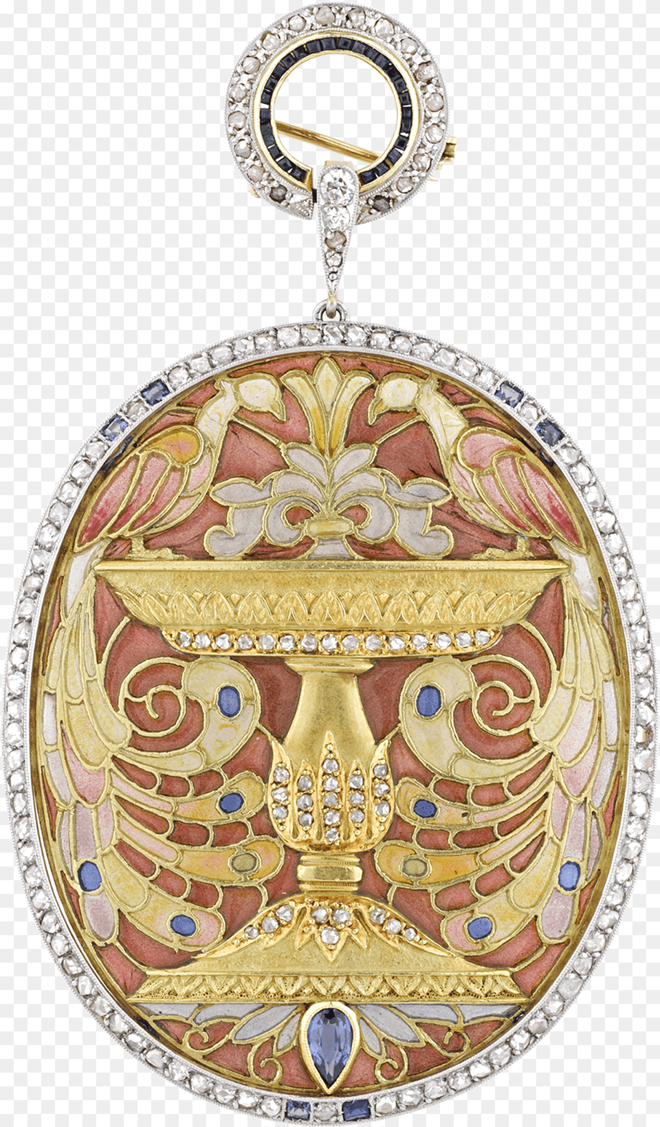 Masriera Art Nouveau Peacock Pendant Brooch Om Amulet, Badge, Logo, Scoreboard, Symbol Free Transparent Png