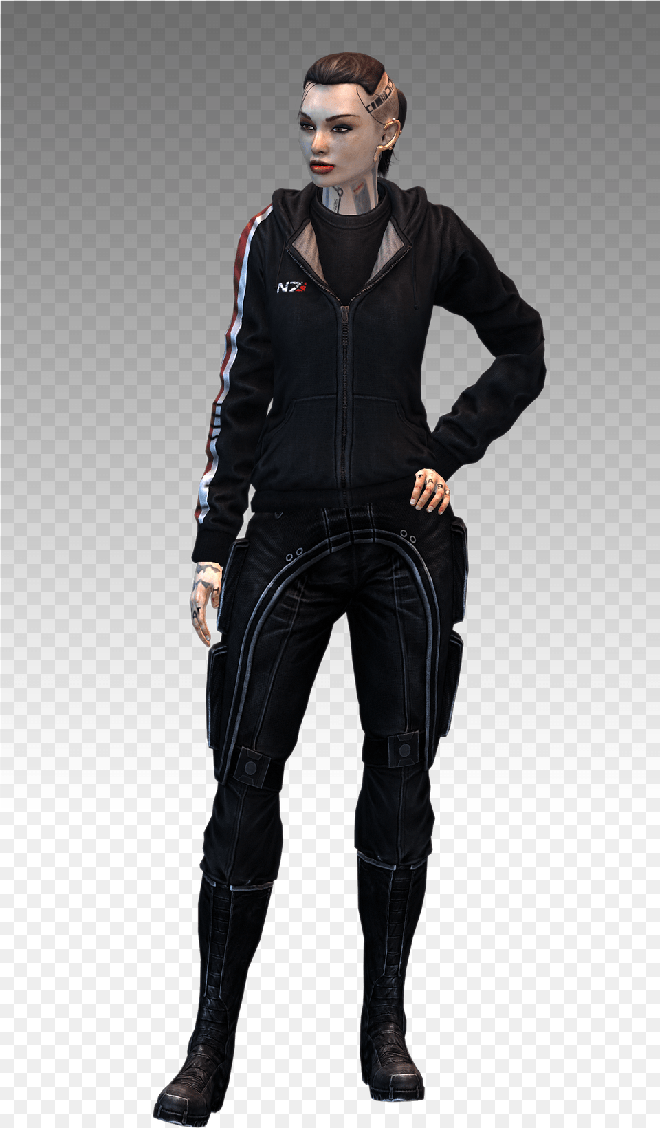 Mass Effect 3 Jack N7 Hoodie Model By Nightfable, Adult, Person, Pants, Man Free Transparent Png