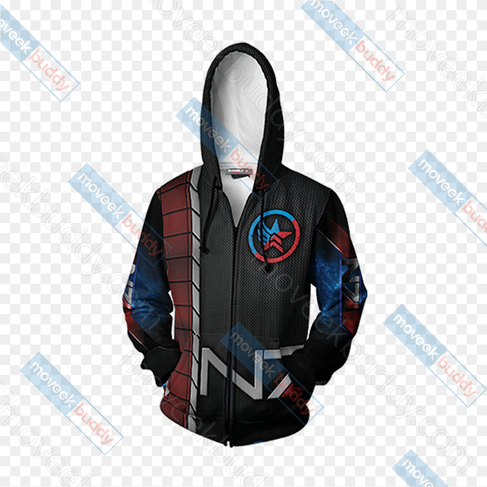 Mass Effect Paragon Renegade N7 Unisex Zip Up Hoodie Jacket Hoodie, Vest, Clothing, Coat, Sweatshirt Free Transparent Png
