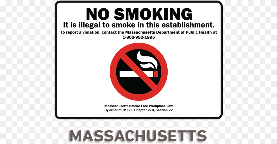 Massachusetts No Smoking Sign Massachusetts, Symbol, Advertisement, Poster, Road Sign Free Png