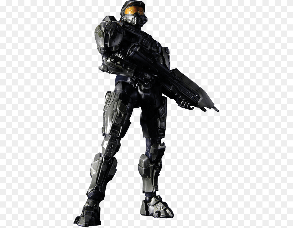Master Chief Action Figure By Square Enix Halo Combat Evolved Play Arts Kai Spartan Mark V Black, Adult, Male, Man, Person Free Png Download