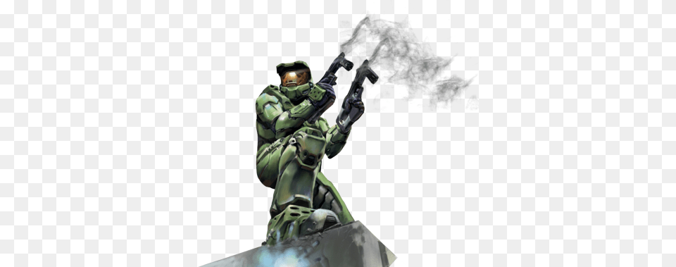 Master Chief Equipped With Smgs And Smoke On The Guns, Adult, Male, Man, Person Free Png