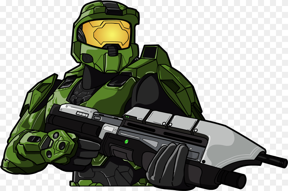 Master Chief Halo Transparent Background, Firearm, Weapon, Bulldozer, Gun Png Image