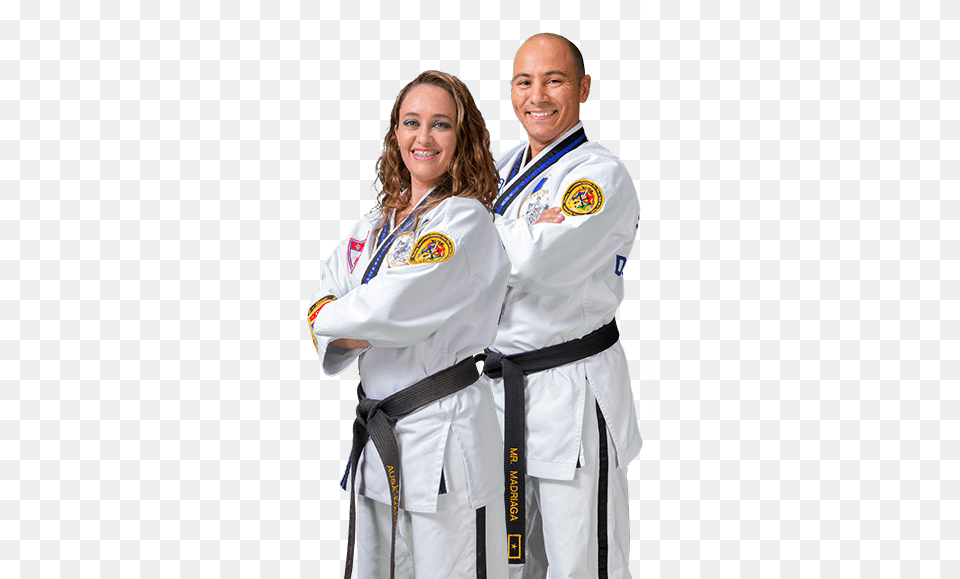 Master Daniel Madriaga And Mrs Black Belt Attitude School, Sport, Person, Karate, Martial Arts Free Png Download