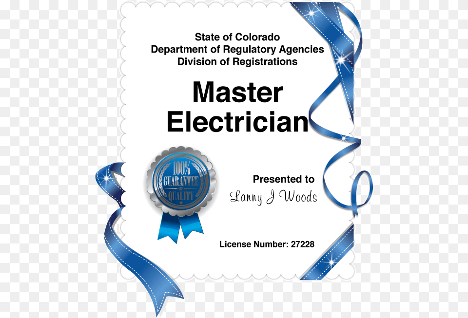 Master Electrician Certificate Master Electrician Certification, Text, Diploma, Document Free Png Download