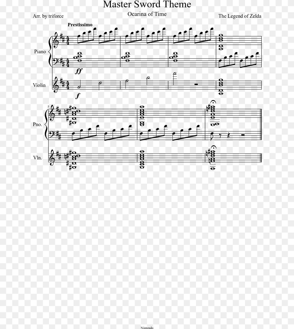 Master Sword Theme Sheet Music Composed By The Legend Master Sword Theme Sheet Music, Gray Free Transparent Png