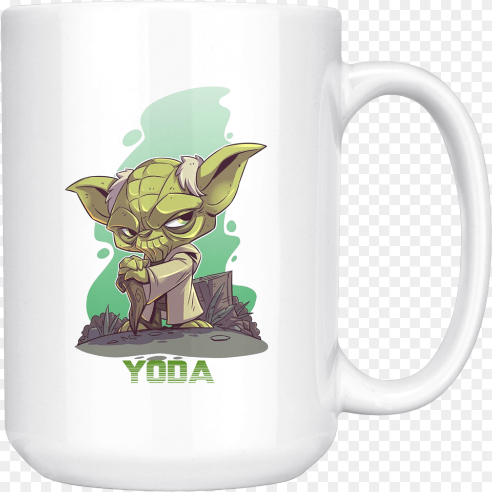 Master Yoda Star Wars Mug Coffee Star Wars Cartoon Drawing, Cup, Art, Beverage, Coffee Cup Png Image