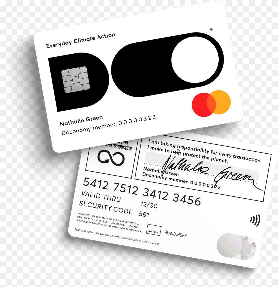 Mastercard And Doconomy Launch The Future Of Sustainable Circle, Text, Credit Card, Business Card, Paper Png Image