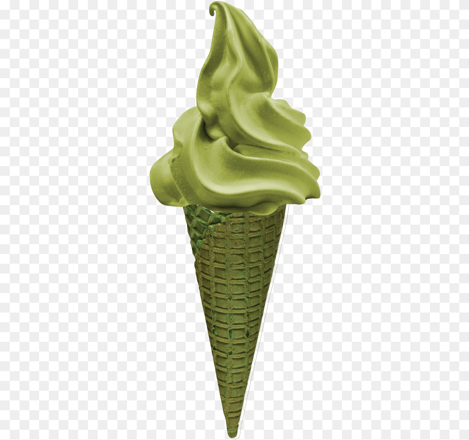 Matcha Ice Cream Cone, Dessert, Food, Ice Cream, Soft Serve Ice Cream Free Png