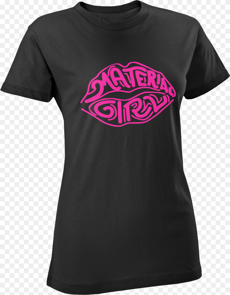 Material Girl Lips Black Pink, Clothing, T-shirt, Shirt Png