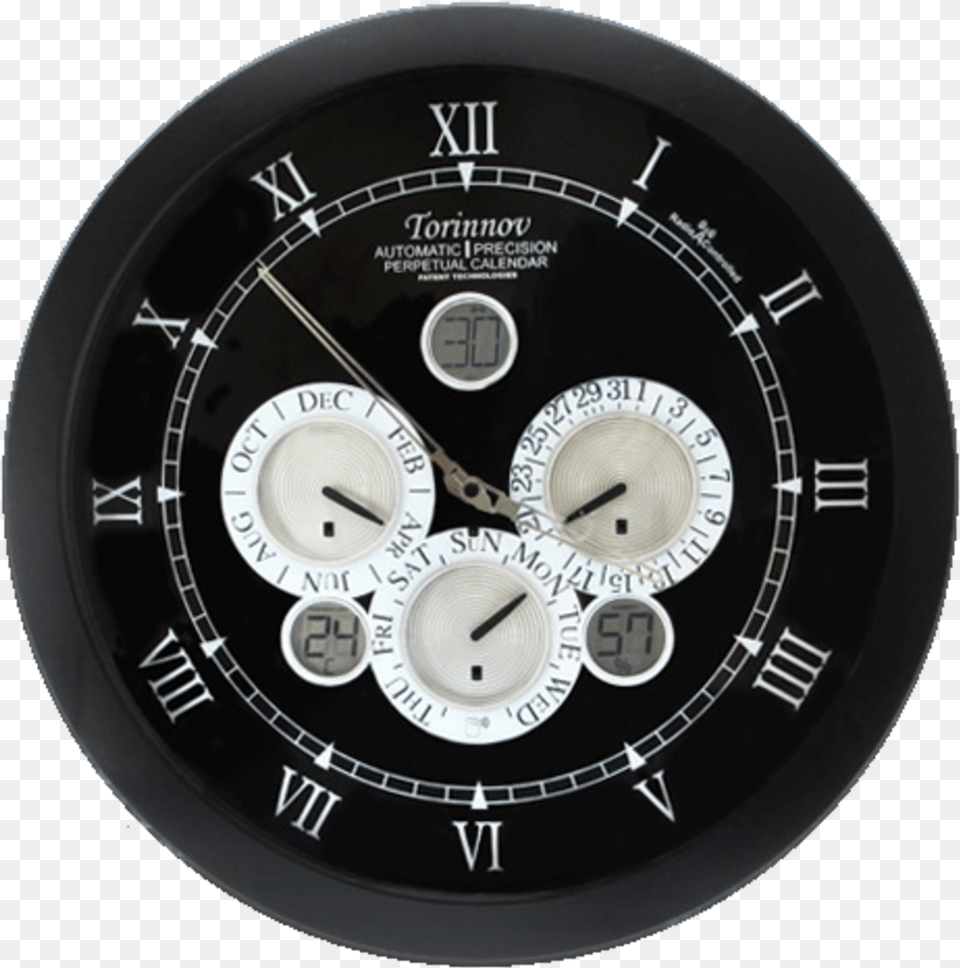 Matt Black Metal Automatic Perpetual Calendar Wall Wall Clock, Wristwatch, Analog Clock Png