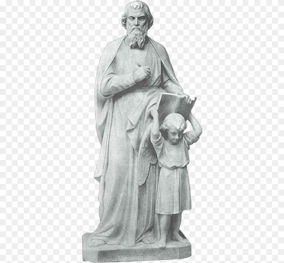 Matthew And Girl Marble Statue Mark Luke John Matthew Statue, Adult, Art, Male, Man Free Png Download