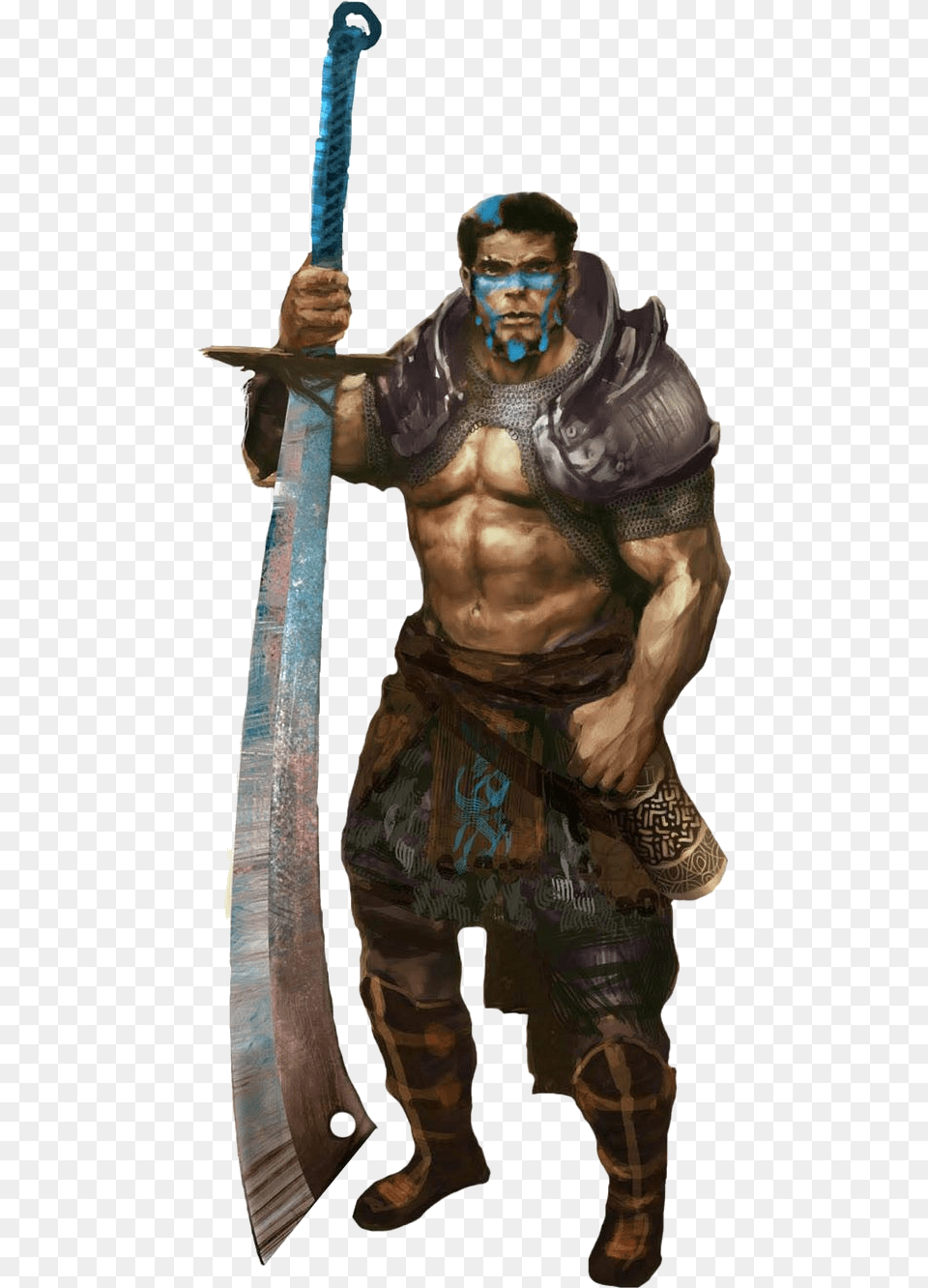 Matty Rey Half Orc Cleric Of Cayden Cailean Falchion Pathfinder, Weapon, Sword, Person, Man Free Png