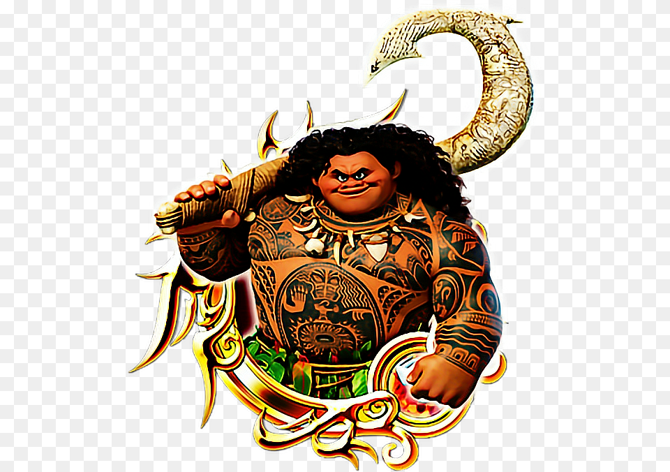 Maui Moana Heidyqueen7 Freetoedit Beauty And The Beast, Person, Skin, Tattoo, Adult Png Image