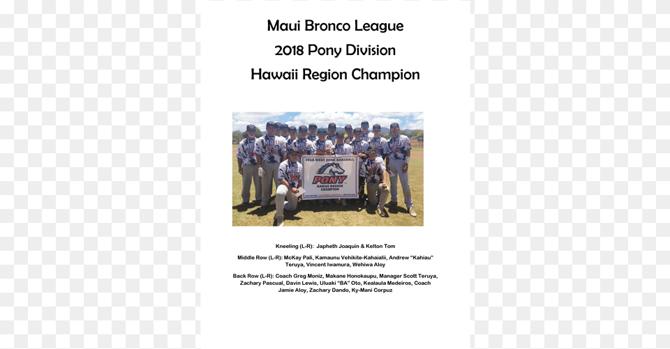 Maui Pony 14u Hawaii State Champs Right On Hawaii, Advertisement, Poster, Person, People Free Png