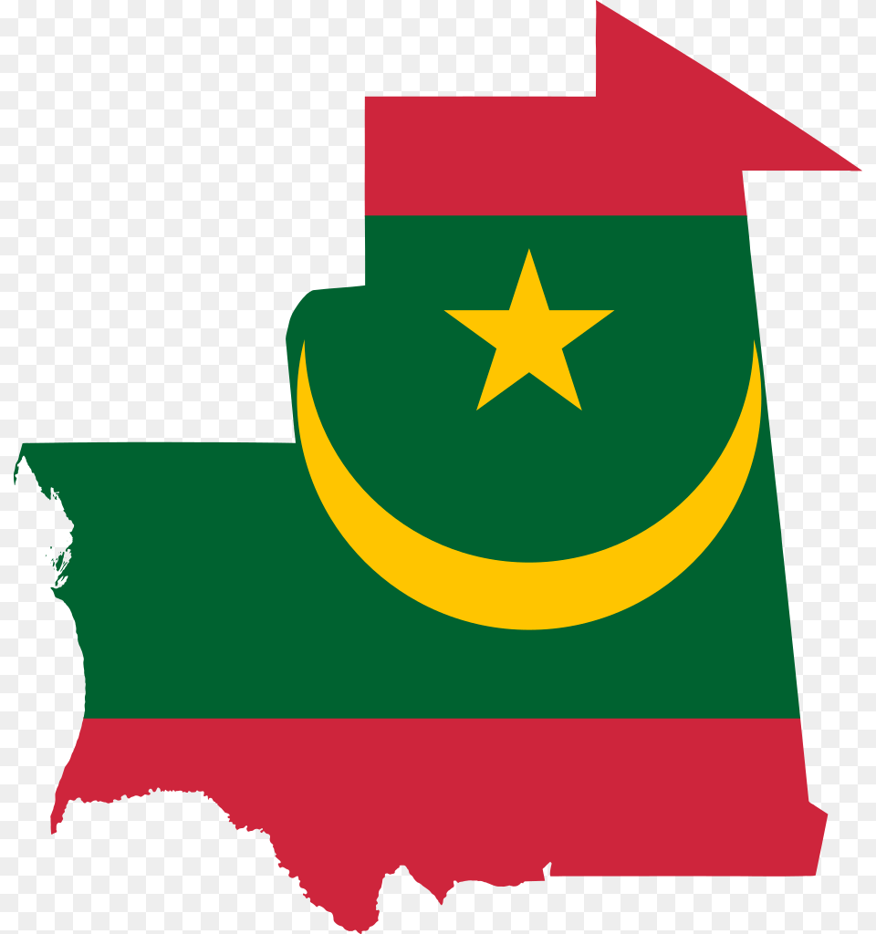 Mauritania Map With Flag, Symbol Free Png