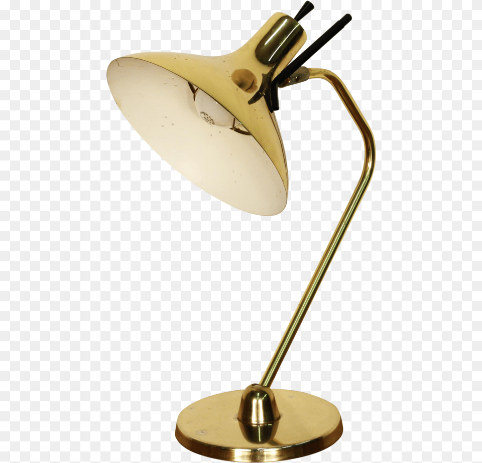 Maurizio Tempestini Lightolier Style Brass Table Lamp, Lampshade, Table Lamp, Smoke Pipe Free Png Download