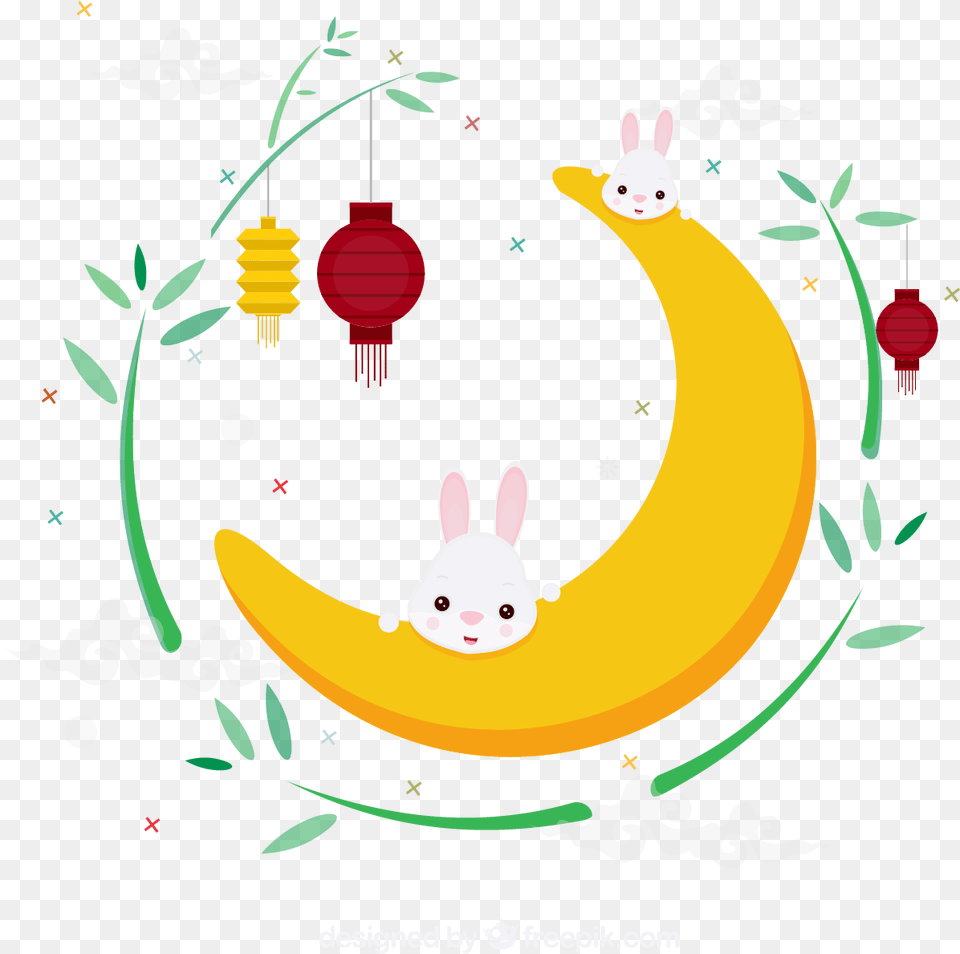 Mautumn Festival Moon Rabbit Illustration Mid Autumn Festival Illustration, Banana, Food, Fruit, Plant Png Image