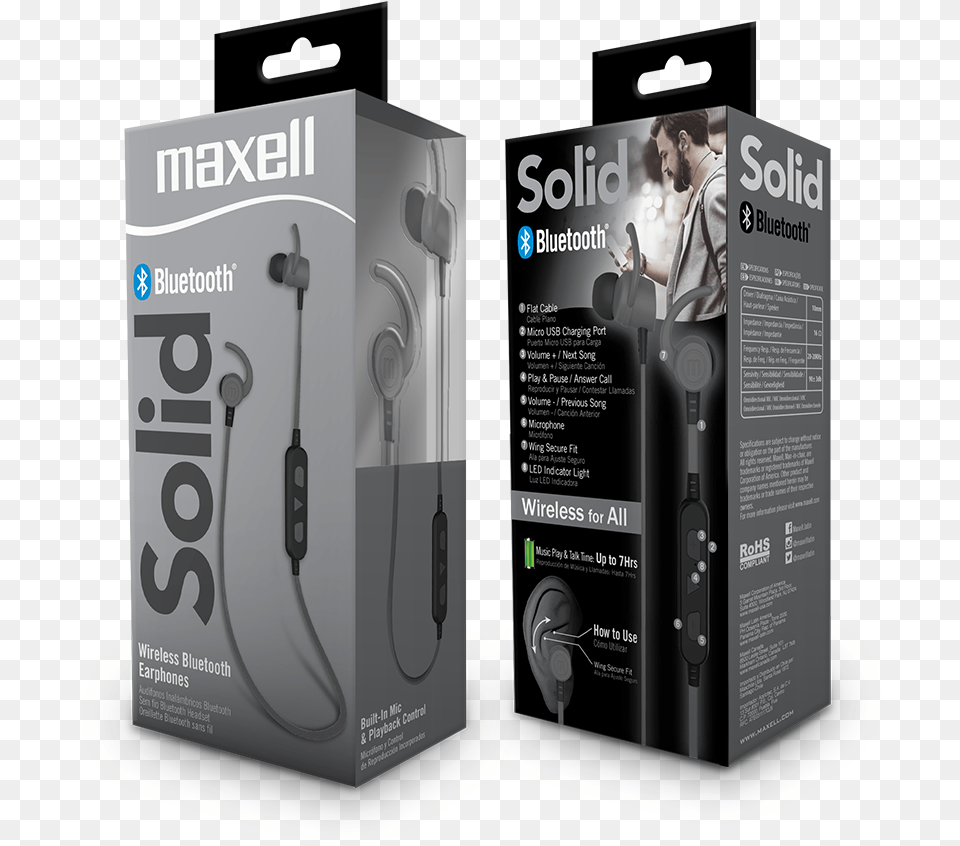 Maxell Solid Wireless Bluetooth Earphones, Adult, Male, Man, Person Free Png Download