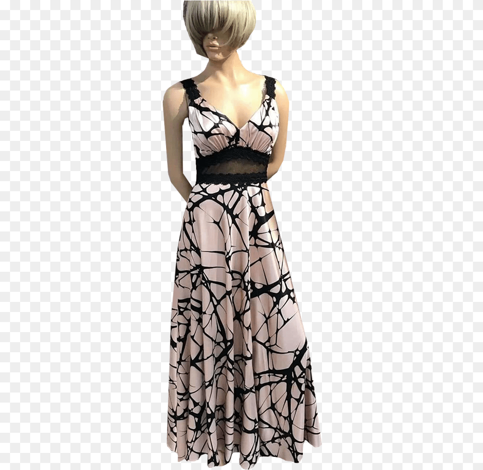 Maxi Dress With Black Lace Bracelets Gown, Adult, Person, Formal Wear, Female Png Image