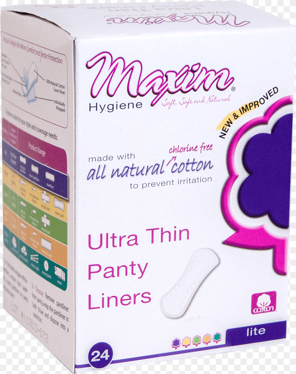 Maxim Natural Cotton Ultra Thin Panty Liners Lite Maxim Hygiene Super Organic Cotton Tampon With Applicator, Box, Bandage, First Aid, Cardboard Free Transparent Png