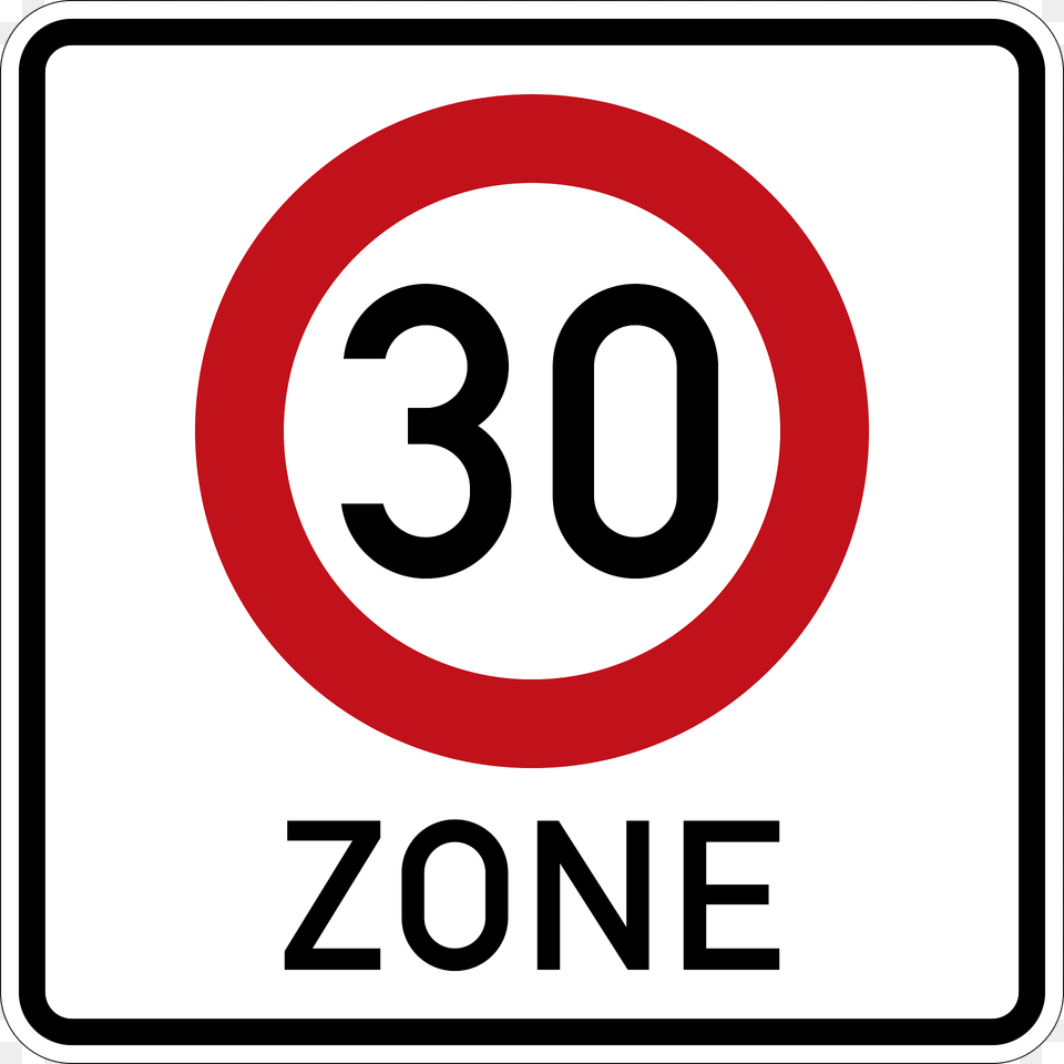 Maximum 30 Kmh Zone Still In Effect After Junctions Clipart, Sign, Symbol, Road Sign Png