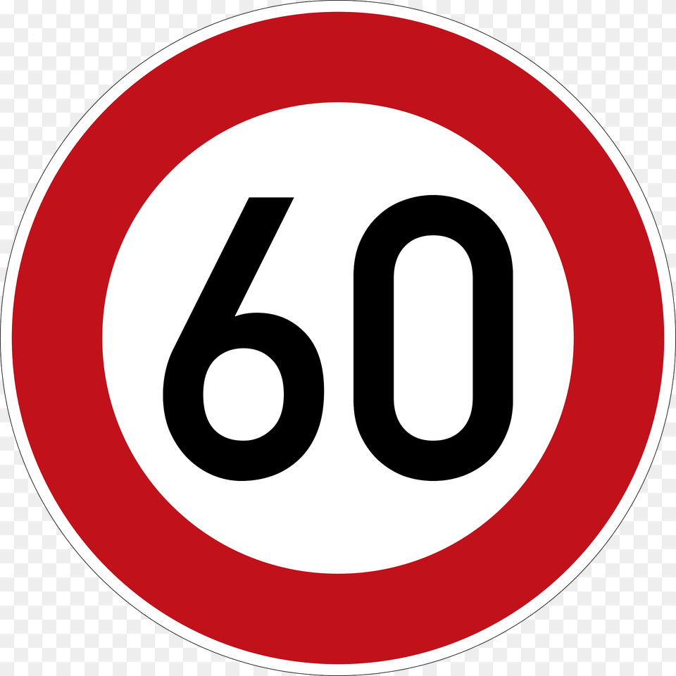 Maximum Speed 60 Kmh Clipart, Sign, Symbol, Road Sign, Disk Free Transparent Png
