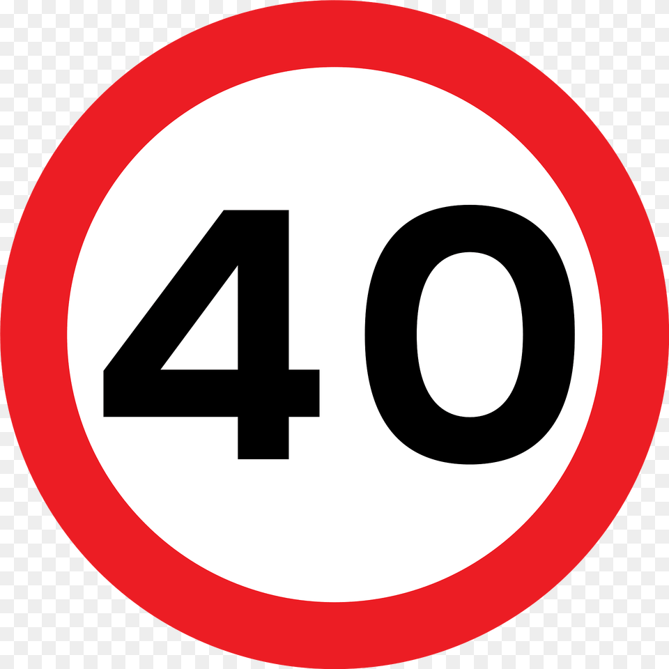 Maximum Speed Limit Of 40 Miles Per Hour Clipart, Sign, Symbol, Road Sign, Text Free Transparent Png