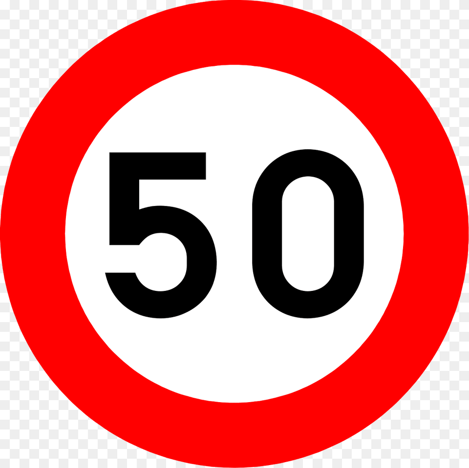 Maximum Speed Limit Sign In Belgium Clipart, Symbol, Road Sign, Text, Number Png Image