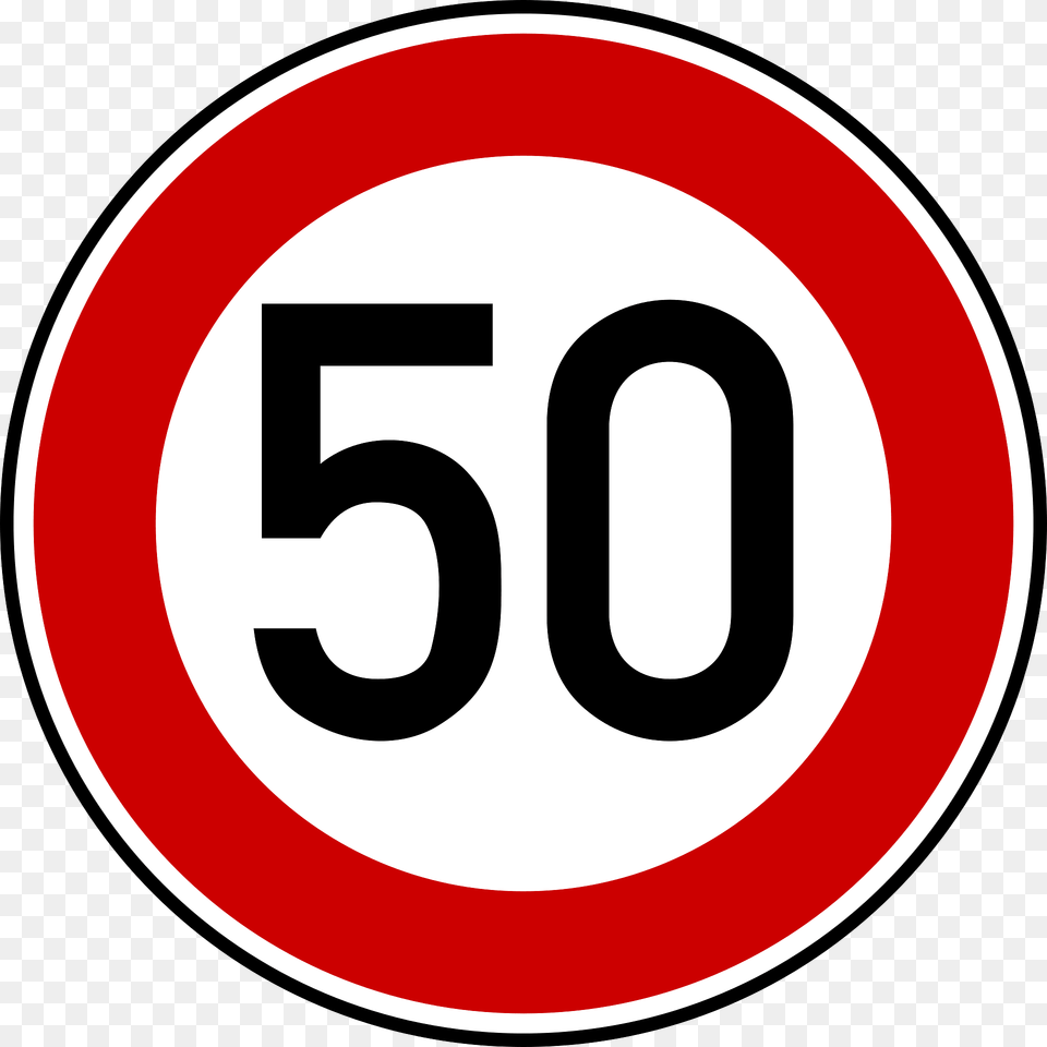 Maximum Speed Limit Sign In Germany Clipart, Symbol, Road Sign Free Transparent Png