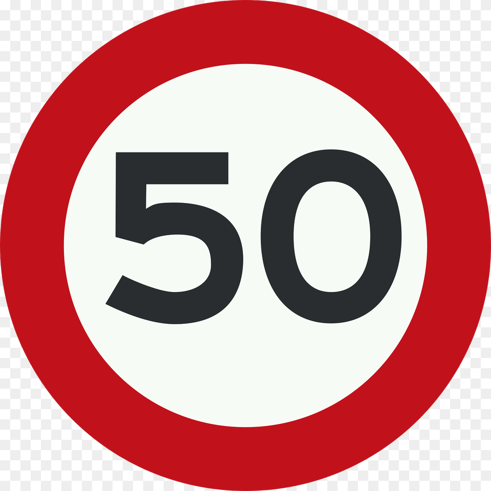 Maximum Speed Limit Sign In Netherlands Clipart, Symbol, Number, Text, Road Sign Png Image