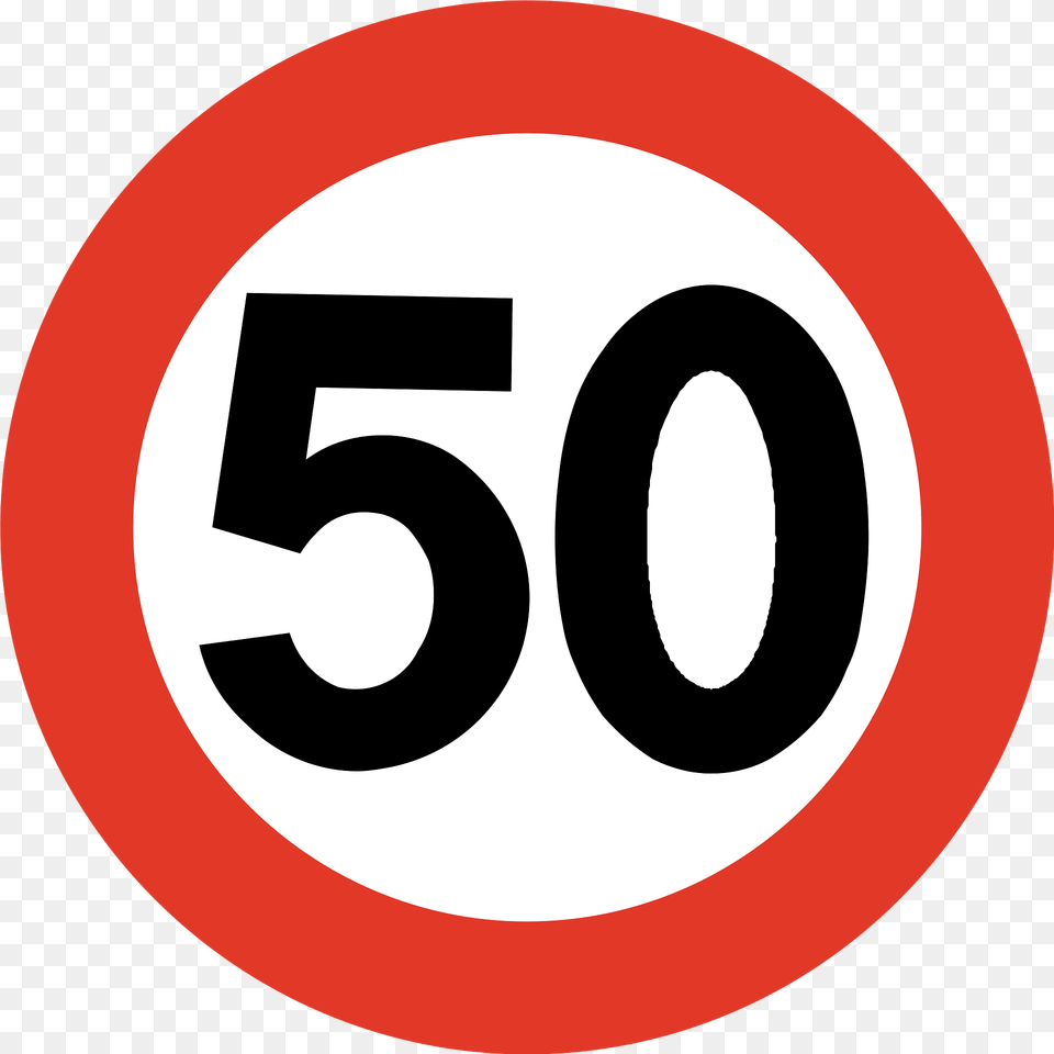 Maximum Speed Limit Sign In Norway Clipart, Symbol, Number, Text, Disk Free Png