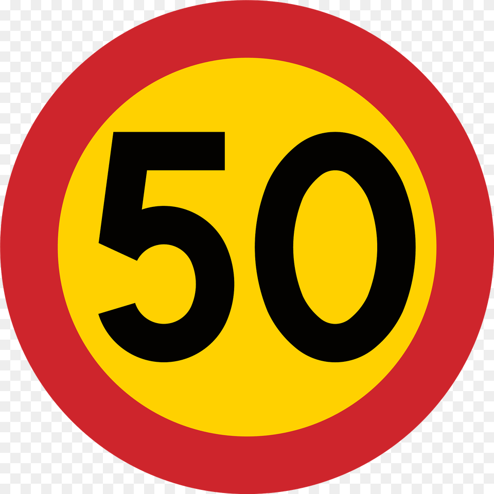 Maximum Speed Limit Sign In Sweden Clipart, Symbol, Number, Text, Road Sign Free Transparent Png