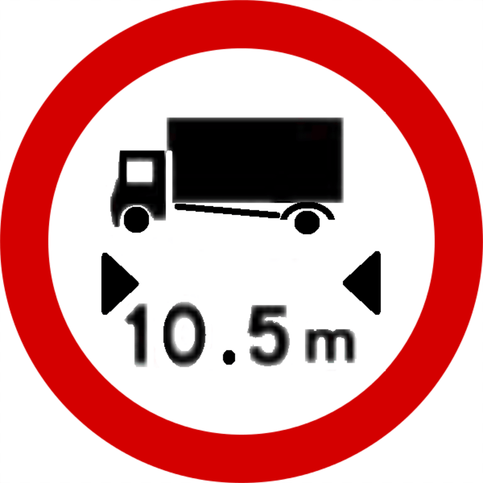 Maximum Vehicle Length Sign In Ireland Clipart, Symbol, Road Sign, Ammunition, Grenade Free Png