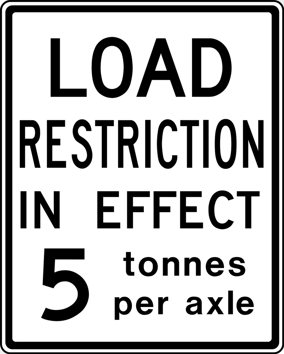 Maximum Weight Per Axle Sign In Ontario Clipart, Symbol, Road Sign, Text Free Transparent Png