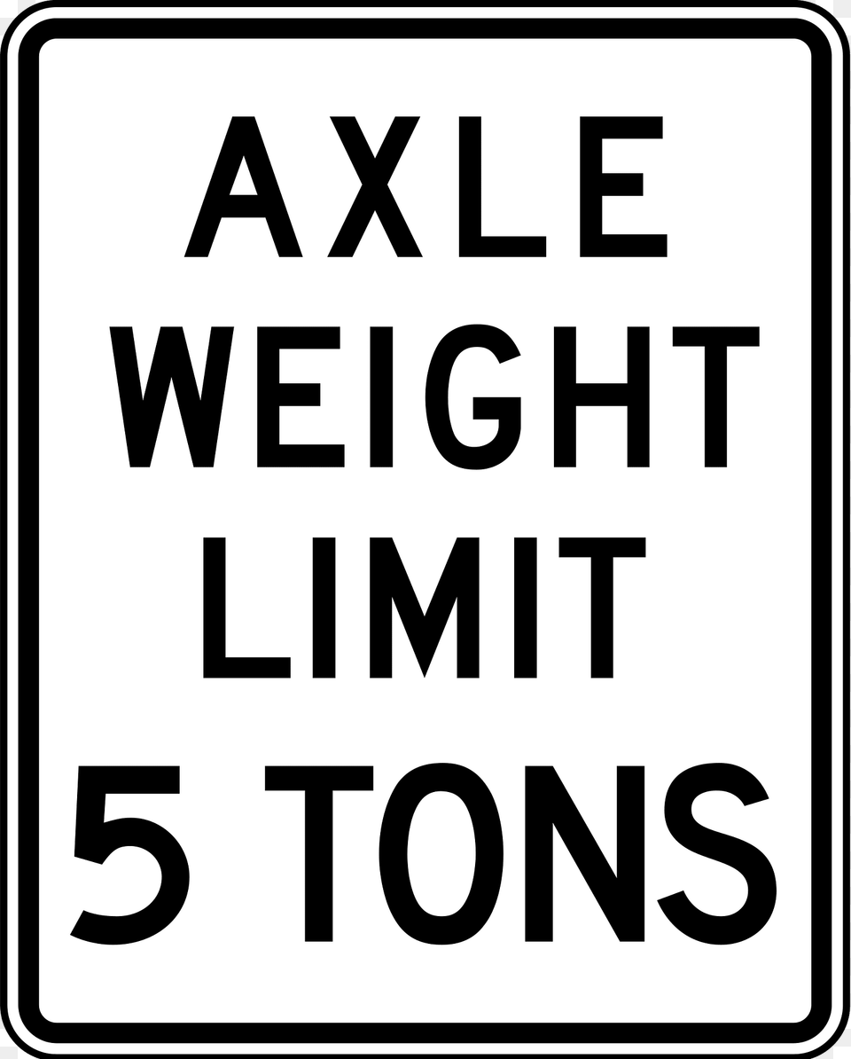 Maximum Weight Per Axle Sign In United States Clipart, Symbol, Road Sign Free Png