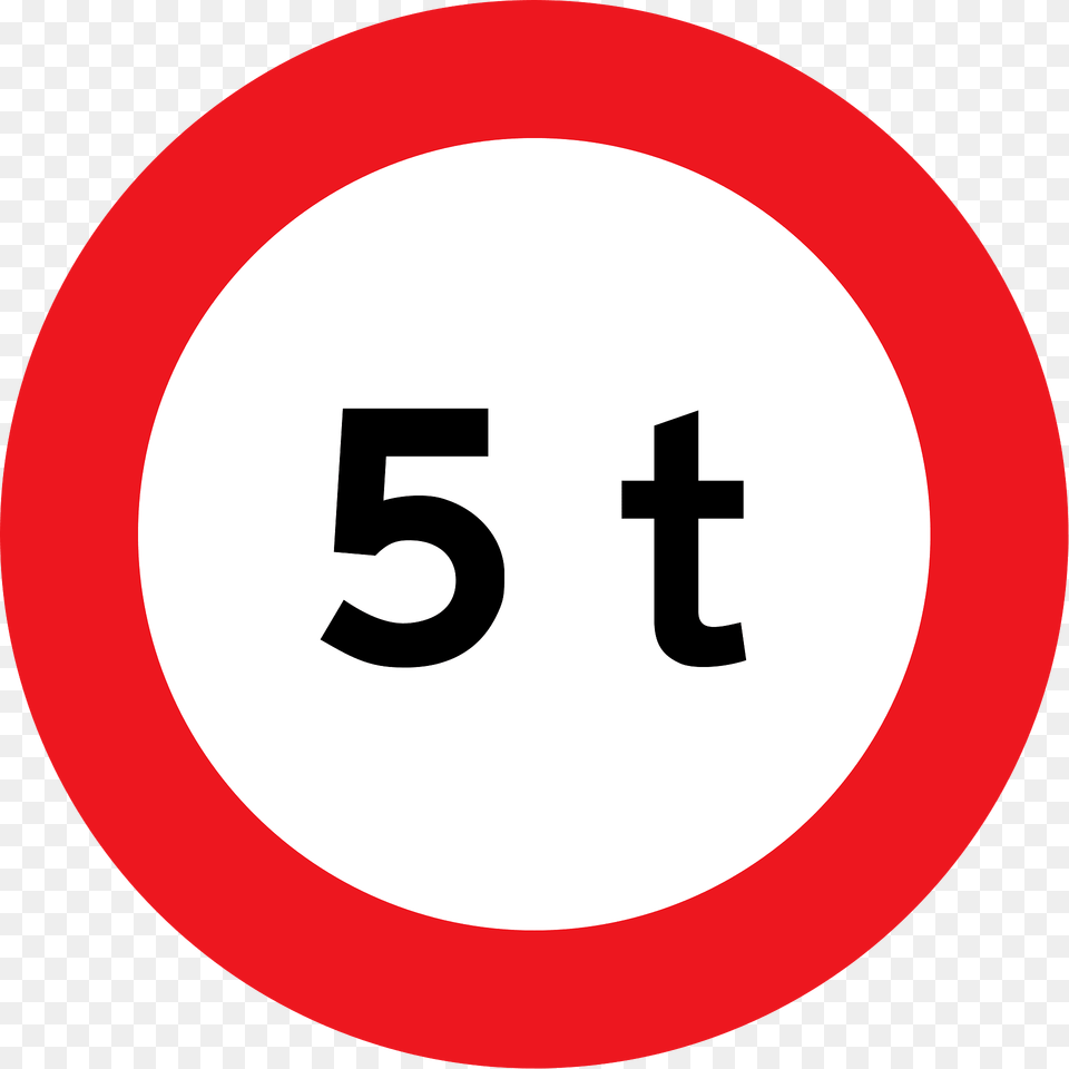 Maximum Weight Sign In Denmark Clipart, Symbol, Road Sign, Text, Number Free Transparent Png
