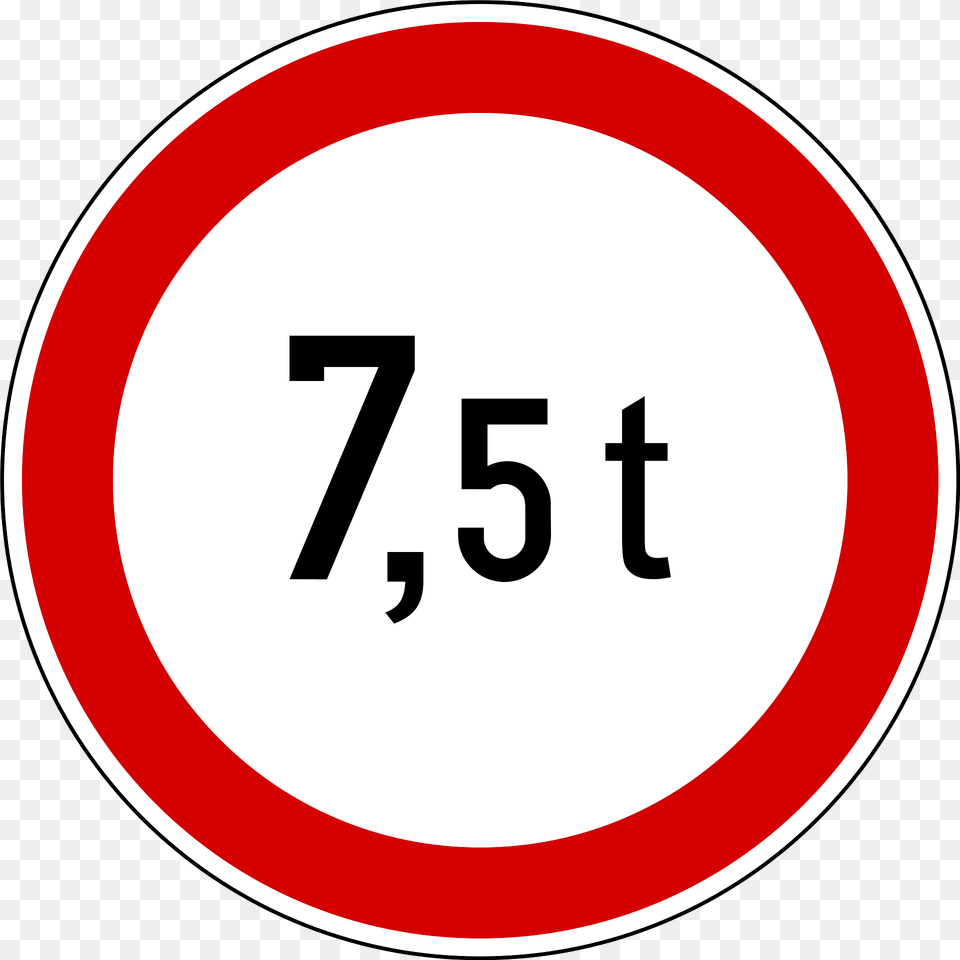 Maximum Weight Sign In Slovenia Clipart, Symbol, Text, Number, Road Sign Png Image