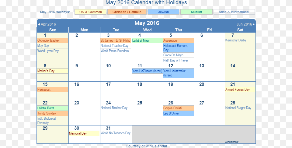 May 2016 Printable Calendar With Us Holidays Including October 2019 Calendar With Holidays, Text Png