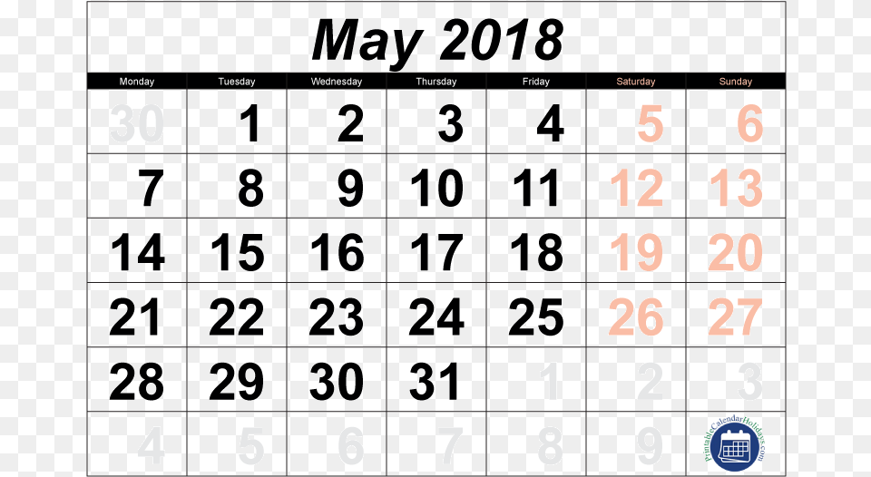 May 2018 Calendar October 5 2018 Calendar, Scoreboard, Text, Symbol, Number Free Png Download