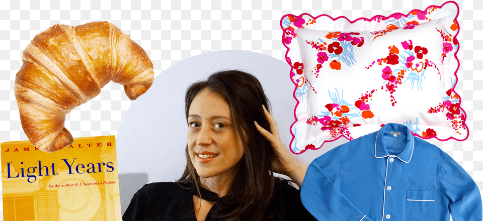 May Contain Human Person Croissant And Food, Adult, Home Decor, Female, Cushion Png
