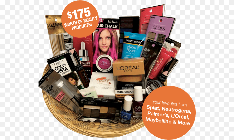 May Fbe Basket Giveaway Gift Basket, Cosmetics, Lipstick, Person, Head Free Transparent Png