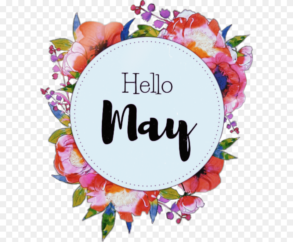 May Flowers Hello May Sticker, Art, Plant, Pattern, Graphics Png