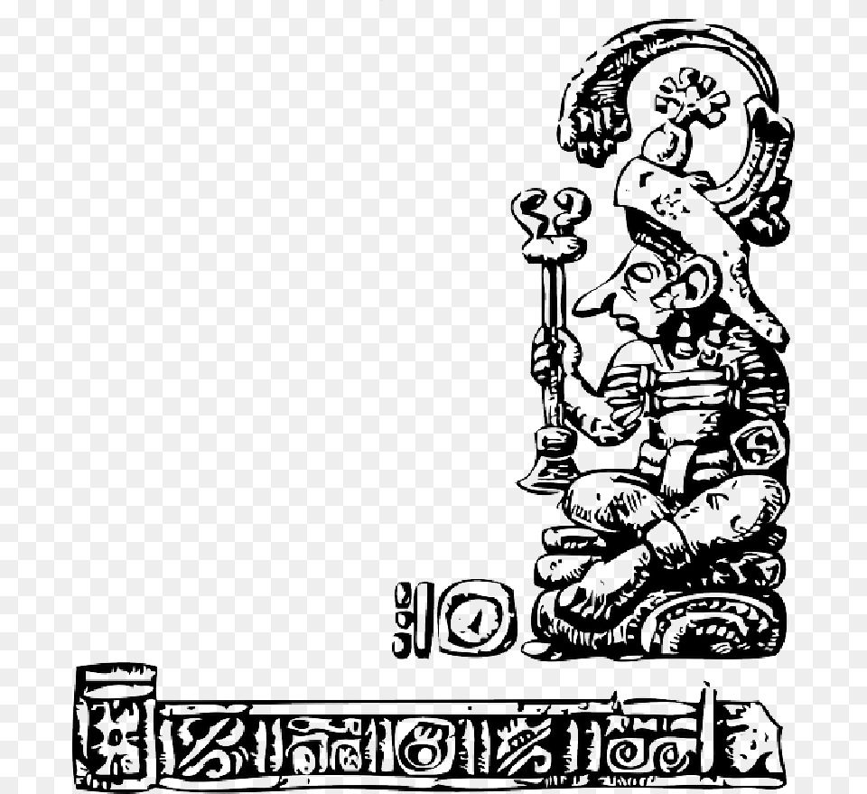 Maya Outline Statue Relief Tattoo Mayan Designs Mayan Vector, Art, Doodle, Drawing, Baby Free Png Download