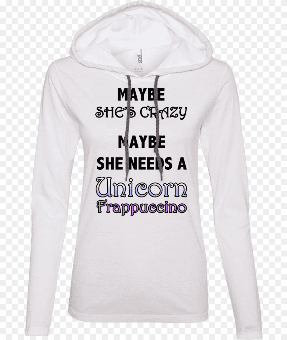 Maybe She Needs A Unicorn Frappuccino Hoodie, Clothing, Hood, Knitwear, Long Sleeve Free Png Download